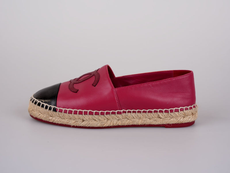 used-Chanel Lambskin CC Espadrilles Fuchsia Black Size 38-MILOURA