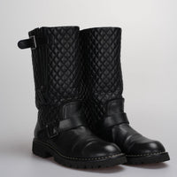 used-Chanel Quilted Motorcycle Boots Black-MILOURA