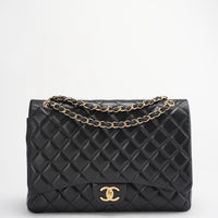 Chanel Black Maxi Classic Double Flap Bag Quilted