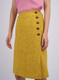 used-Chanel Tweed Yellow Midi-Skirt FR38-MILOURA