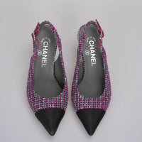 used-Chanel purple Tweed Slingback Heels Sandals 35.5-MILOURA