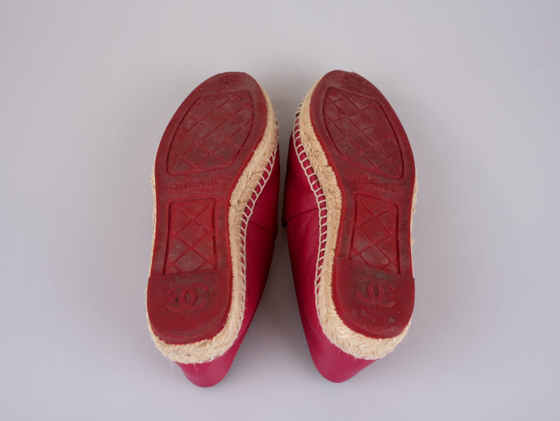 used-Chanel Lambskin CC Espadrilles Fuchsia Black Size 38-MILOURA