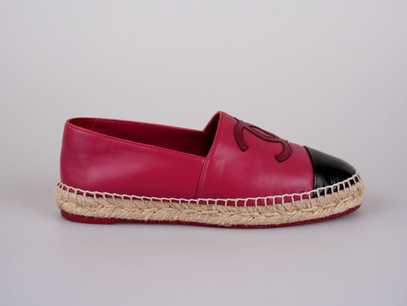 used-Chanel Lambskin CC Espadrilles Fuchsia Black Size 38-MILOURA