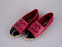 used-Chanel Lambskin CC Espadrilles Fuchsia Black Size 38-MILOURA