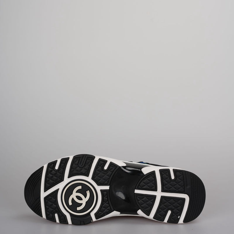 used-Chanel Low-Top Sneakers Suede and Knit Fabric Black/ Green / White Size38-MILOURA
