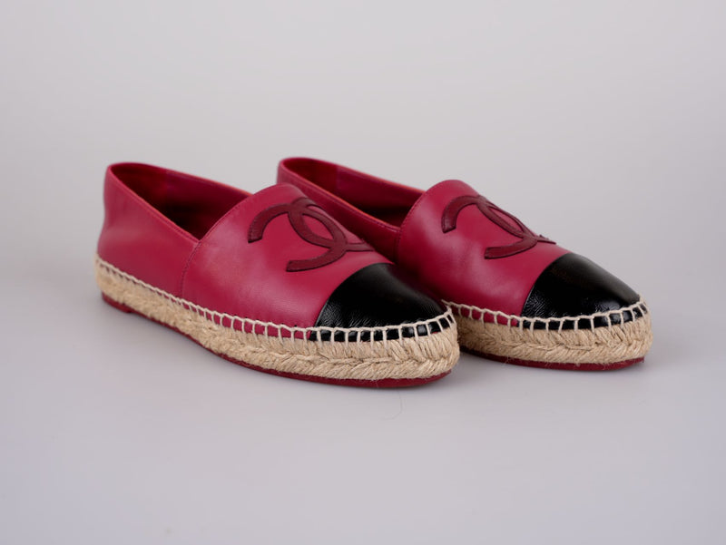 used-Chanel Lambskin CC Espadrilles Fuchsia Black Size 38-MILOURA