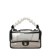 used-Chanel Sand By The Sea timeless Flap Bag With Pearl Strap in medium size-MILOURA