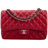 used-Chanel Red timeless Classic jumbo Bag in Lambskin silber Hardware-MILOURA