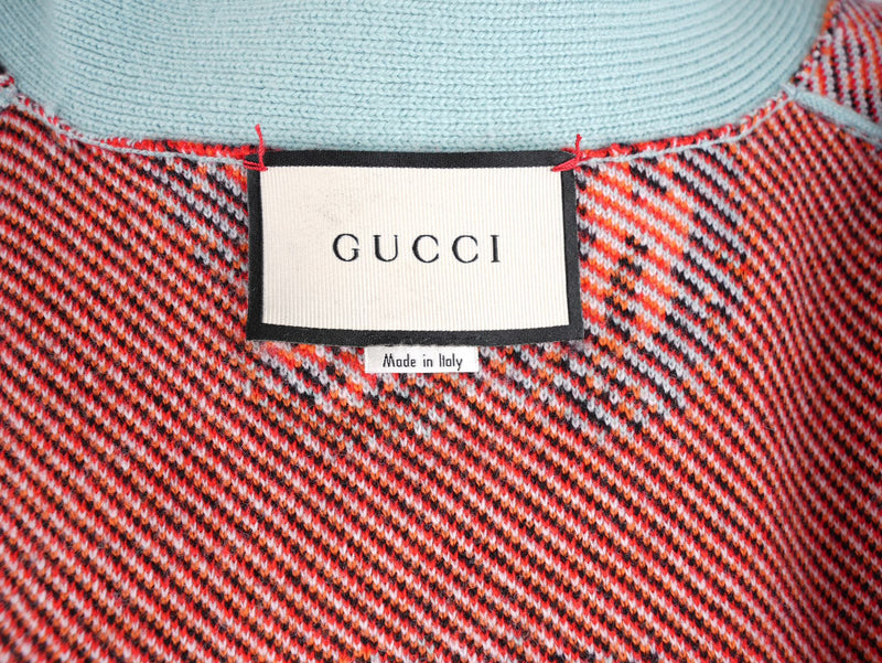 used-Gucci Tiger Jacquard Wool Cardigan light Blue-MILOURA