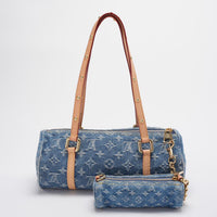Louis Vuitton Papillon Bag 28cm LV Monogram Denim Papillon Shoulder Bag Blue from 2024