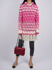 used-Chanel Women's Hooded Fringe Sweater Dress Cashmere FR 36-MILOURA