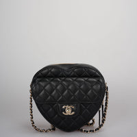 used-Chanel Large Heart Bag in Black Lambskin Gold Hardware-MILOURA