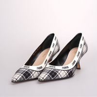 used-Dior Canvas Ribbon Tartan Print Embroidered J'Adior Pumps-MILOURA