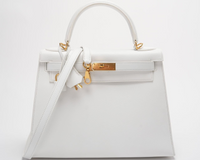 Hermes Kelly 28cm Sellier White Epsom Leather Gold Hardware Top Handle Bag 2015