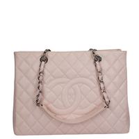 used-Chanel Grand Shopping Tote Light Pink GST Bag in Caviar Leather with Silver Hardware-MILOURA