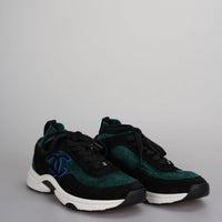 used-Chanel Low-Top Sneakers Suede and Knit Fabric Black/ Green / White Size38-MILOURA