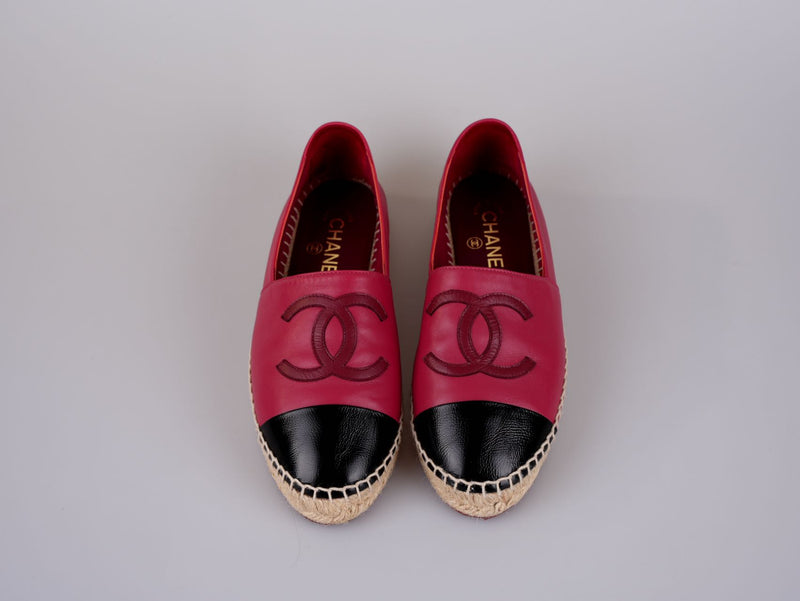 used-Chanel Lambskin CC Espadrilles Fuchsia Black Size 38-MILOURA