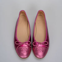 used-Chanel ballet flats 37.5 in hot pink-MILOURA