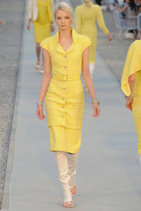 used-Chanel Yellow tweed dress 2012 Runway FR36-MILOURA