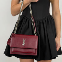 used-Saint Laurent Sunset bag in Burgundy-MILOURA