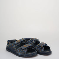 Chanel Denim Velcro Dad Sandals Navy Blue Size 38