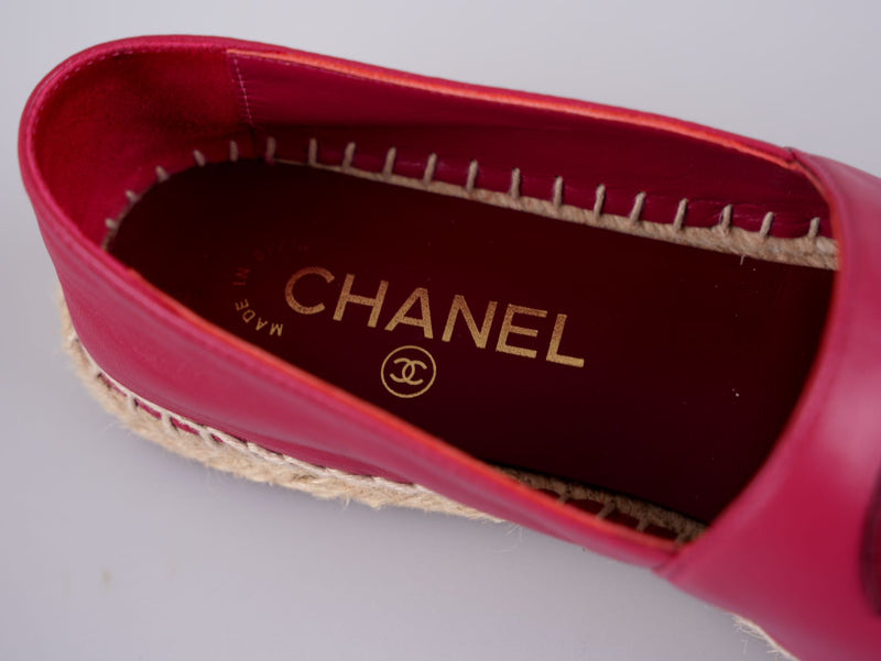 used-Chanel Lambskin CC Espadrilles Fuchsia Black Size 38-MILOURA