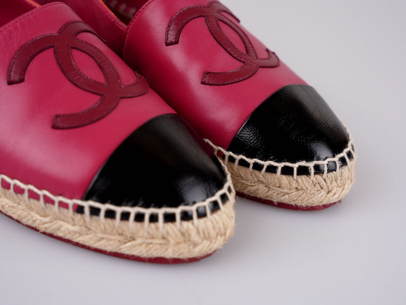 used-Chanel Lambskin CC Espadrilles Fuchsia Black Size 38-MILOURA