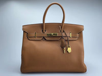 used-Hermes pre-owned Birkin 35 in gold vintage Togo leather-MILOURA