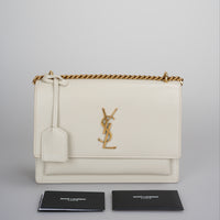 used-Saint Laurent Calfskin Medium Monogram Sunset in Blanc Vintage-MILOURA