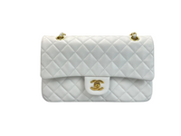 used-Chanel Vinateg White Classic Flap Bag with Gold Hardware-MILOURA