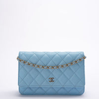 Chanel Classic Wallet on Chain Light Blue Caviar Leather Woc