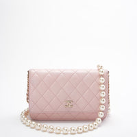 Chanel Wallet on Chain (WOC) Barbie Pink with Pearl Strap