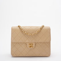 Chanel Vintage Classic Mini Square Bag Beige 24k Gold