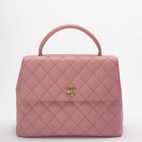 Chanel Vintage Kelly Top Handle Flap Bag Barbie Pink Caviar