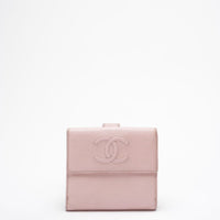 Chanel Pink Timeless CC Compact Wallet Caviar