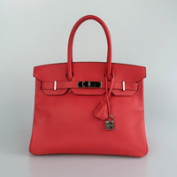 used-Hermes Birkin 30 Epsom Leather Rouge with Palladium Hardware-MILOURA