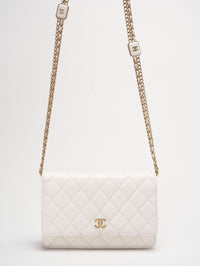 Chanel White Wallet On Chain (Woc) 22B Chip Version Double Chain Shoulder Strap WOC in Gold