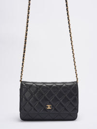 Chanel Wallet On Chain (Woc) Bag Black In Lambskin Leather With Gold Hardware