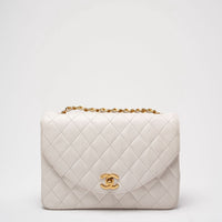 Chanel Vintage Diana Flap Bag White Leather 24K Gold