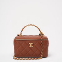 Chanel Caramel Long Vanity Case with Chain Top Handle