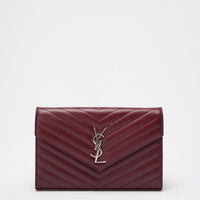 Saint Laurent Medium Wallet on Chain Burgundy Monogram