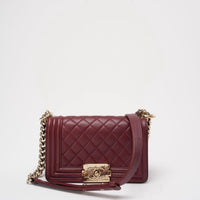 Chanel Le Boy Bag Mini Burgundy Red Lambskin
