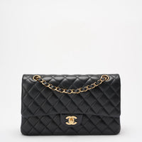Chanel Black Double Flap Bag Medium Lambskin