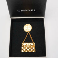 Chanel Vintage Gold Plated Coin Handbag Brooch