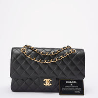 Chanel Black Classic Medium Double Flap Bag Caviar 2016-2017
