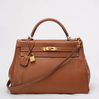 Hermès Kelly 32 cm Bag in Golden Clemence Leather with Golden Hardware 2015