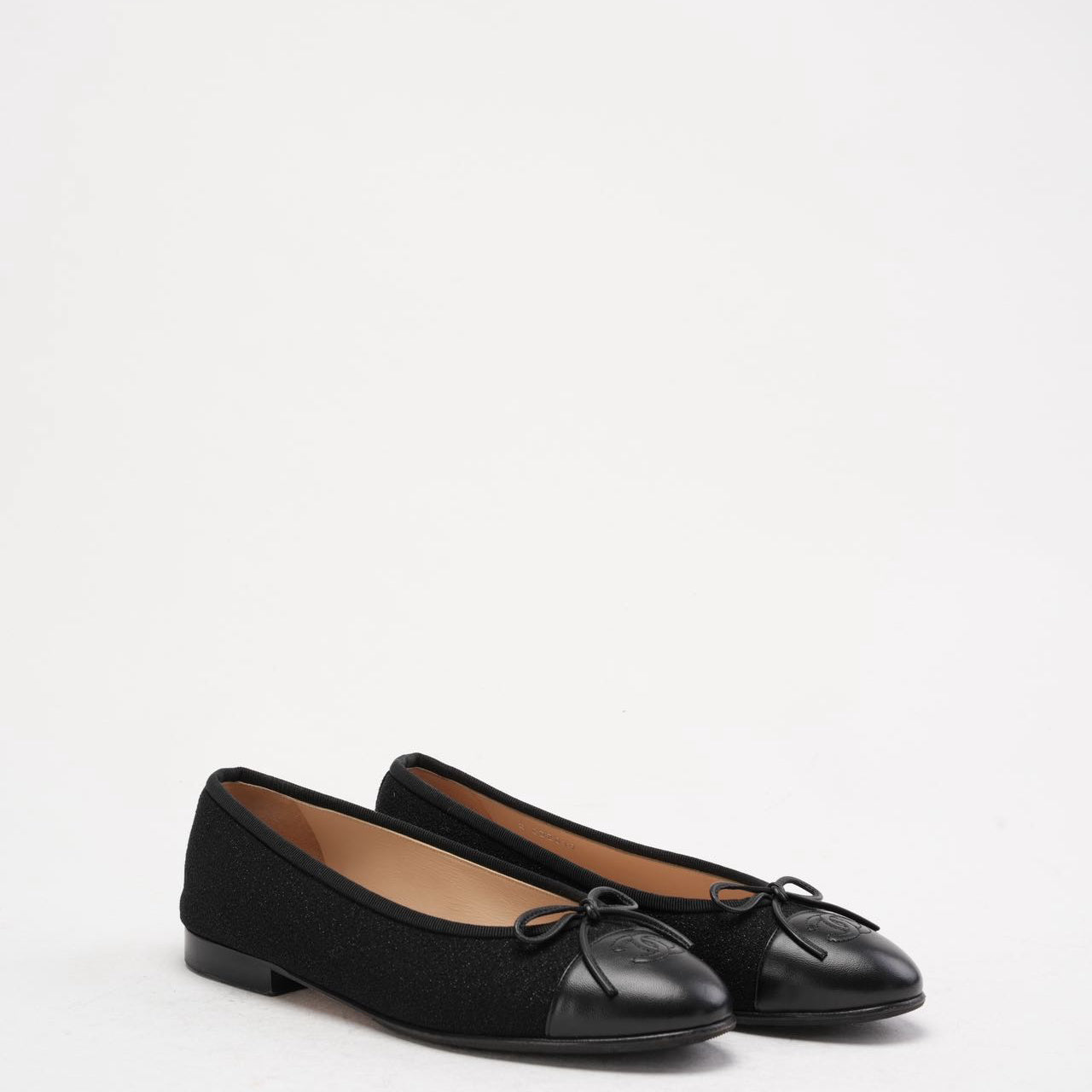 Preloved Chanel Black Suede & Patent CC Ballet Flats 38C | Miloura
