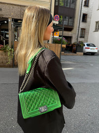 Chanel Le Boy Medium Green Lambskin Bag