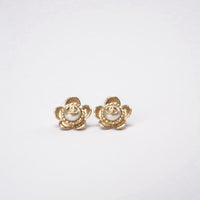 Chanel Pearl CC Flower Earrings Gold