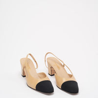 Chanel Black / Beige CC Slingback 39.5